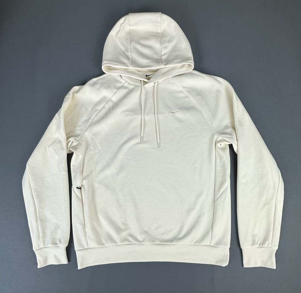 Nike Dri-Fit Mini Swoosh Cream Pullover Hoodie Men's Size Medium - Picture 2 of 13